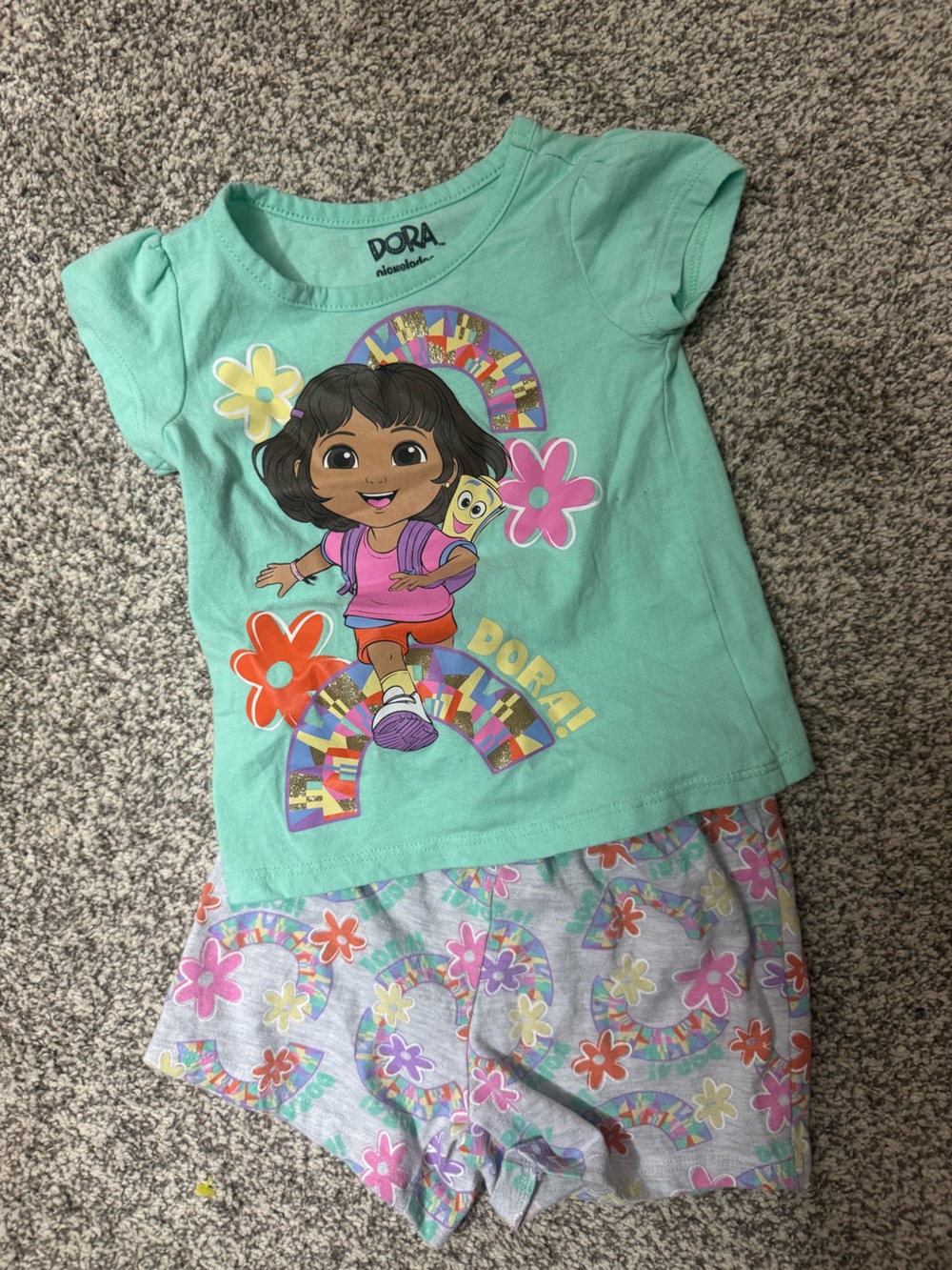 Nickelodeon Y2K Dora The Explorer Matching Short Set Size 3T